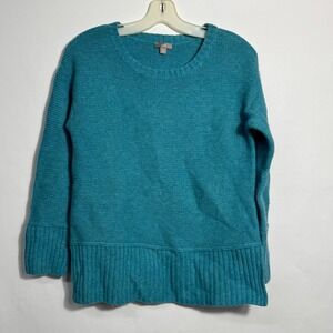 J. Jill Women's Teal Aqua Crew Neck Pullover Sweater Wool Blend‎ Tunic XS